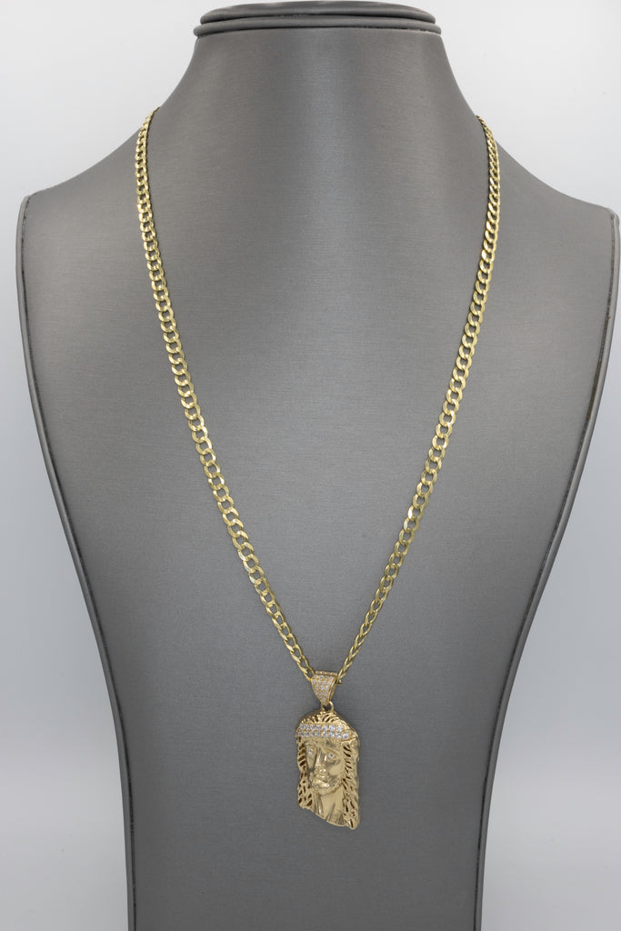 *NEW* 14K Cuban Chain Solid w/ Jesus Face Pendant JTJ™ - Javierthejeweler