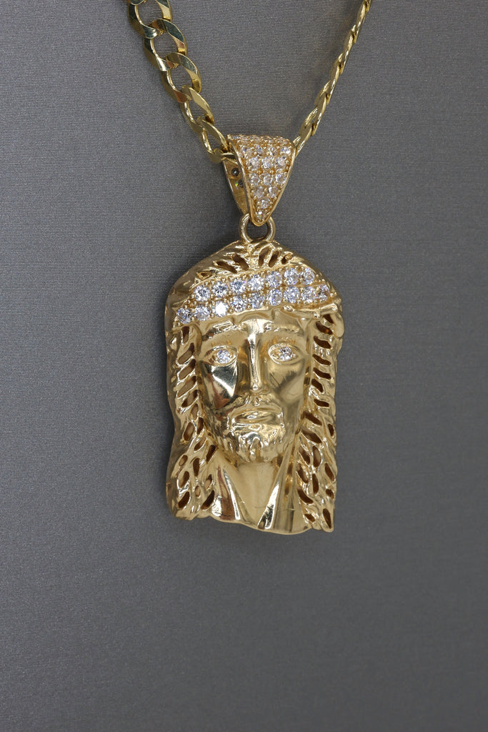 *NEW* 14K Cuban Chain Solid w/ Jesus Face Pendant JTJ™ - Javierthejeweler