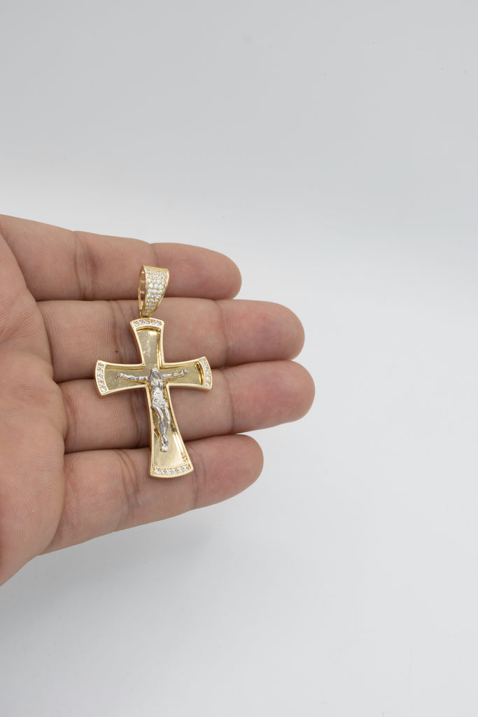 *NEW* 14k Cross Jesus Pendant CZ W/ Hollow Rope Chain JTJ™ - Javierthejeweler