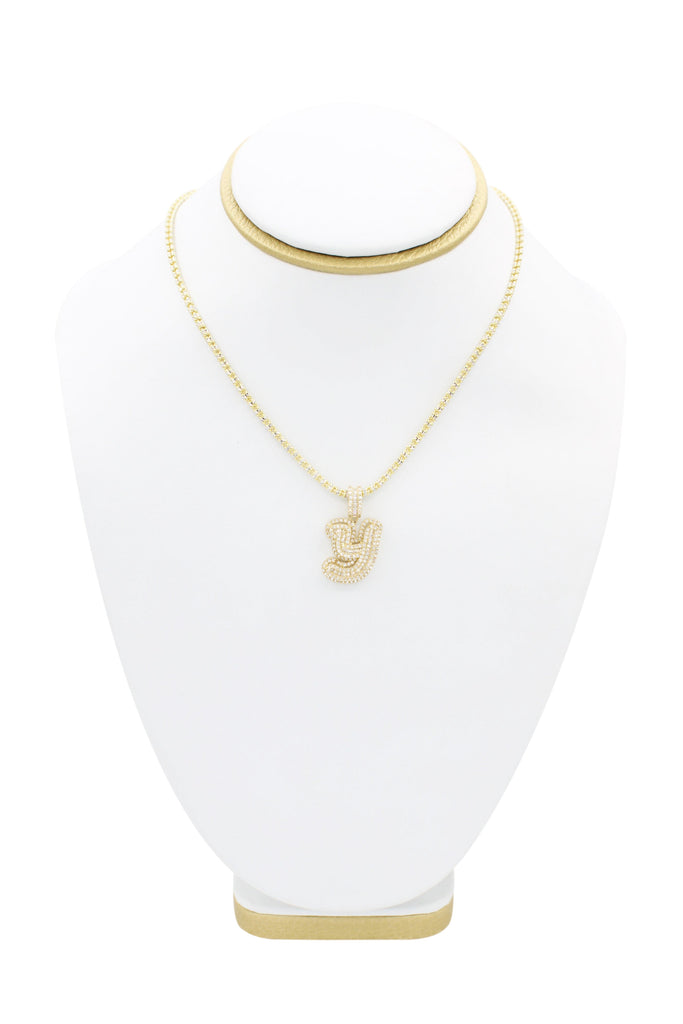 *NEW* 14K Moon Ice Chain (3.3mm) W/ Initial Y Baguette Pendant - JTJ™ - Javierthejeweler