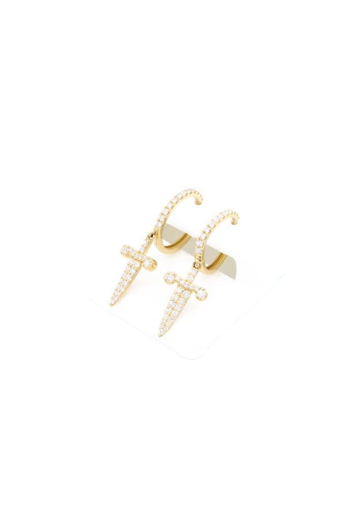 *NEW* 14k Dagger Hoops VVS 💎Diamonds Yellow Gold  💎 (JTJ™ - Javierthejeweler