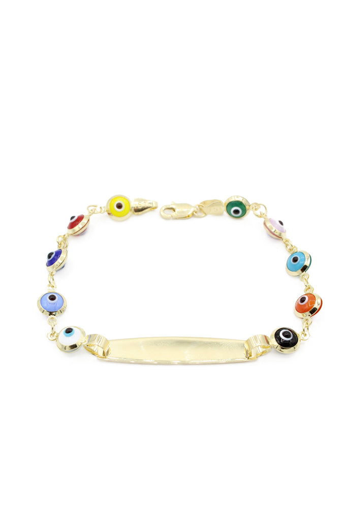 *NEW* 14K Fátima Eye 🧿 Baby Bracelet For Engraving (Multi Colors) -JTJ™ - Javierthejeweler